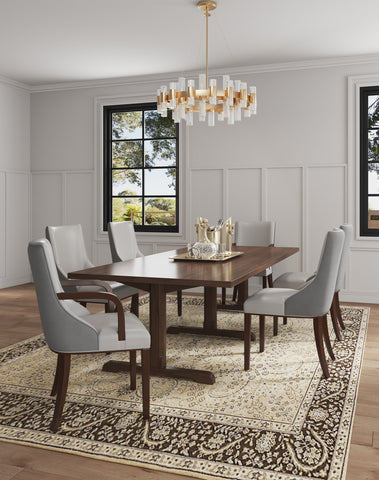 Manhattan Comfort Shubert Modern 6-Piece Dining Chair Set in Light Gray