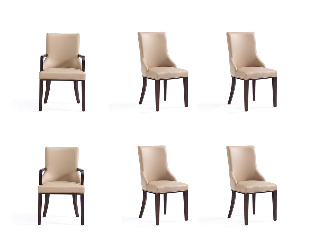 Manhattan Comfort Shubert Modern 6-Piece Dining Chair Set in Tan