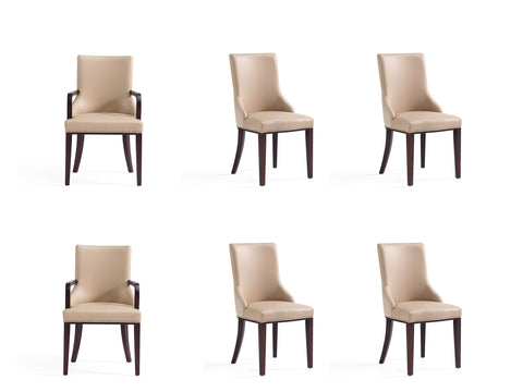 Manhattan Comfort Shubert Modern 6-Piece Dining Chair Set in Tan