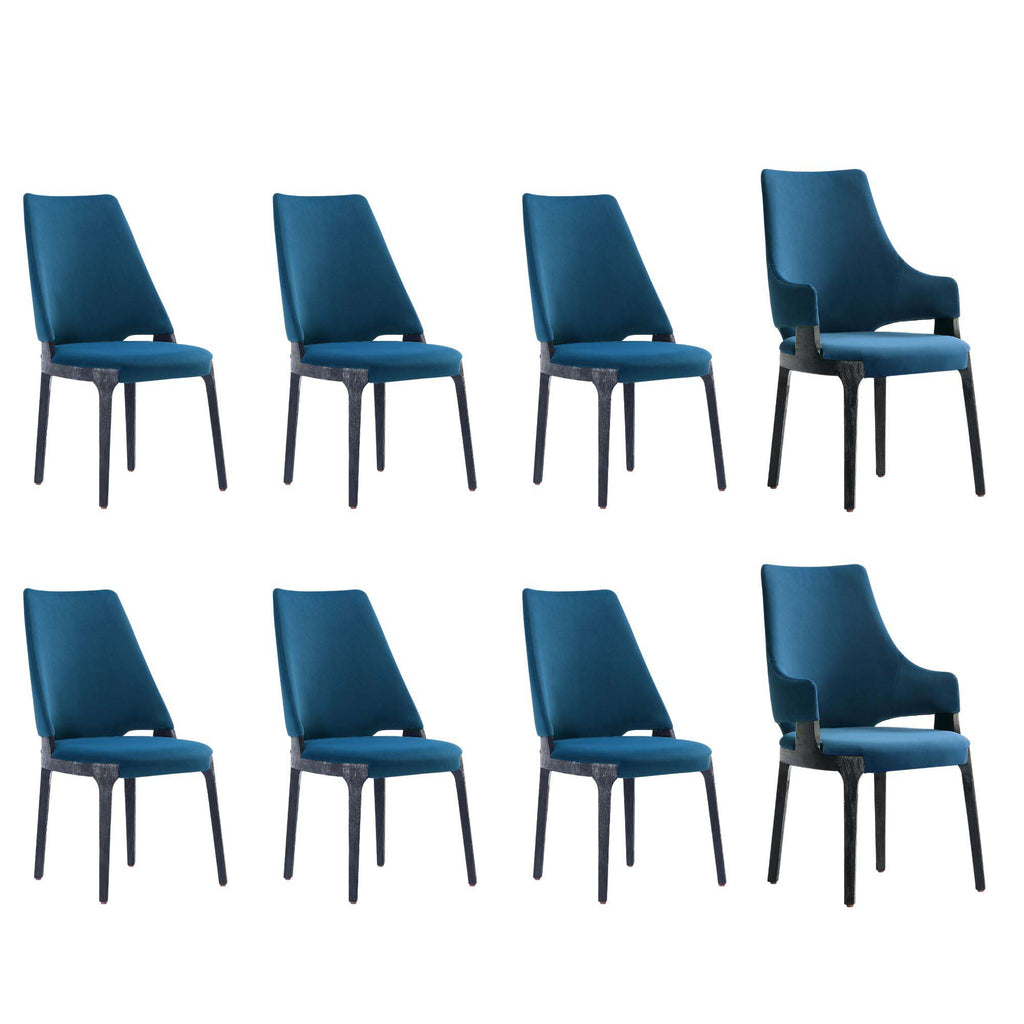 Manhattan Comfort Kara Modern 8-Piece Dining Chair Set in Blue
