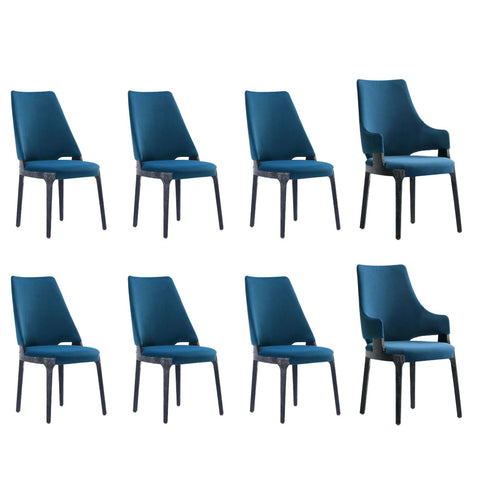 Manhattan Comfort Kara Modern 8-Piece Dining Chair Set in Blue