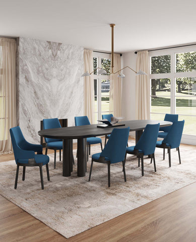 Manhattan Comfort Kara Modern 8-Piece Dining Chair Set in Blue