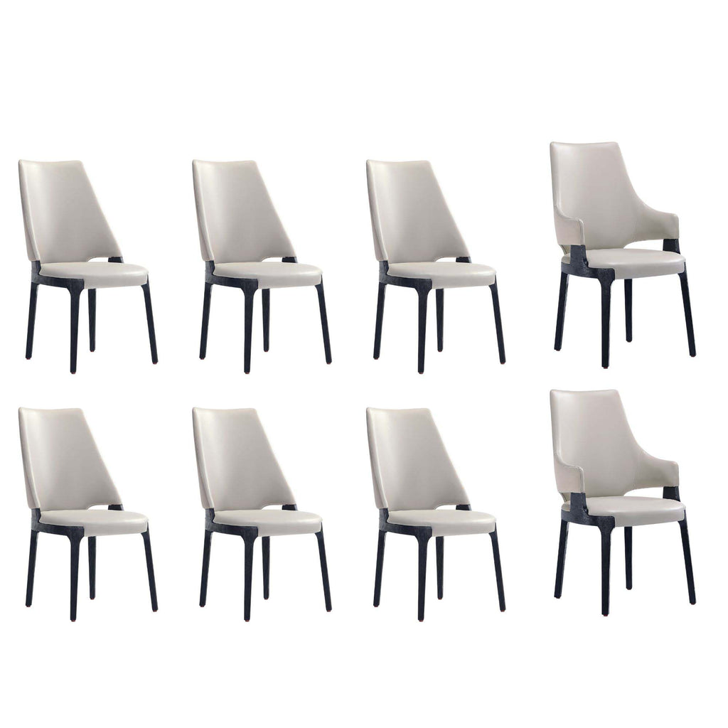 Manhattan Comfort Kara Modern 8-Piece Dining Chair Set in Light Gray