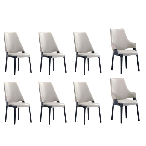 Manhattan Comfort Kara Modern 8-Piece Dining Chair Set in Light Gray