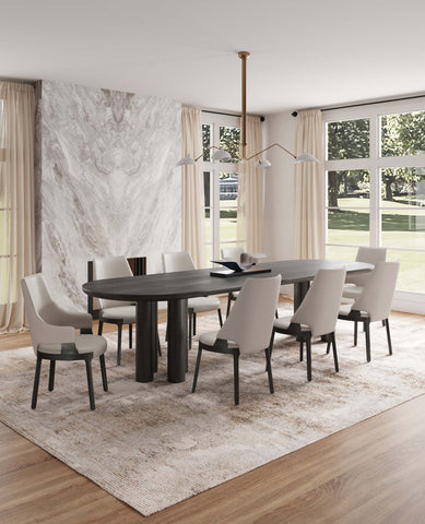 Manhattan Comfort Kara Modern 8-Piece Dining Chair Set in Light Gray