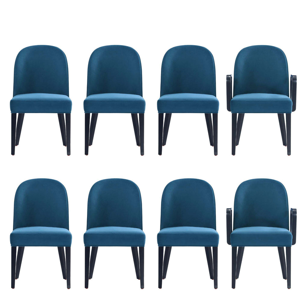 Manhattan Comfort Hillman Modern 8-Piece Dining Chair Set in Blue