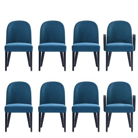 Manhattan Comfort Hillman Modern 8-Piece Dining Chair Set in Blue