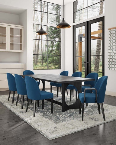 Manhattan Comfort Hillman Modern 8-Piece Dining Chair Set in Blue
