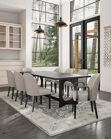 Manhattan Comfort Hillman Modern 8-Piece Dining Chair Set in Light Gray