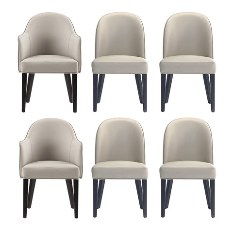 Manhattan Comfort Hillman Modern 6-Piece Dining Chair Set in Light Gray