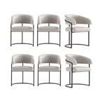 Manhattan Comfort Augusta Modern Vegan Leather Metal Dining Chair in Light Gray - Set of 6