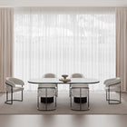 Manhattan Comfort Augusta Modern Vegan Leather Metal Dining Chair in Light Gray - Set of 6