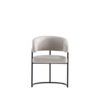 Manhattan Comfort Augusta Modern Vegan Leather Metal Dining Chair in Light Gray - Set of 6