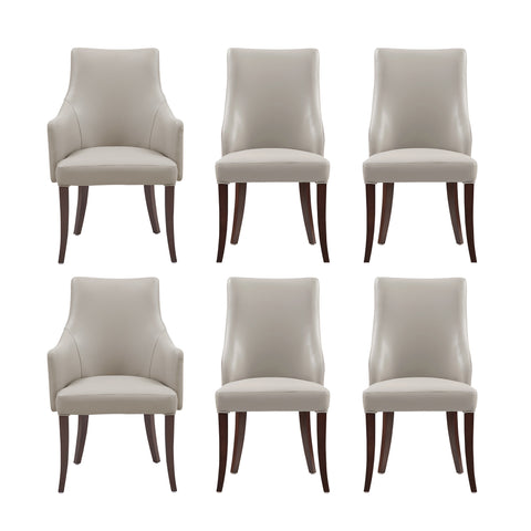 Manhattan Comfort Connie Modern 6-Piece Dining Chair Set in Light Gray