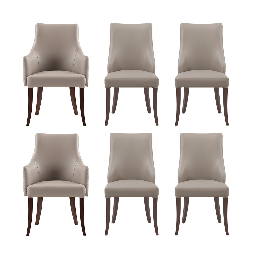 Manhattan Comfort Connie Modern 6-Piece Dining Chair Set in Taupe