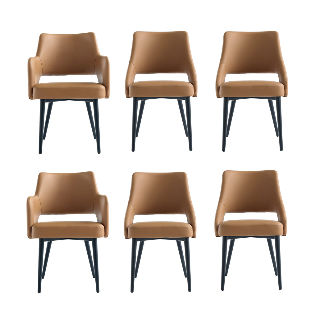 Manhattan Comfort Tremont Modern 6-Piece Dining Chair Set in Saddle