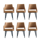 Manhattan Comfort Tremont Modern 6-Piece Dining Chair Set in Saddle
