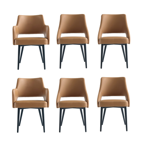 Manhattan Comfort Tremont Modern 6-Piece Dining Chair Set in Saddle