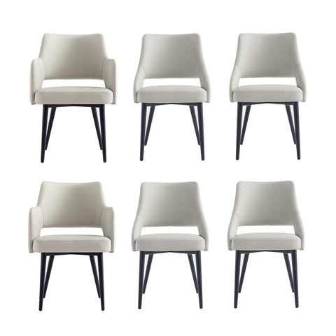 Manhattan Comfort Tremont Modern 6-Piece Dining Chair Set in Stone Gray