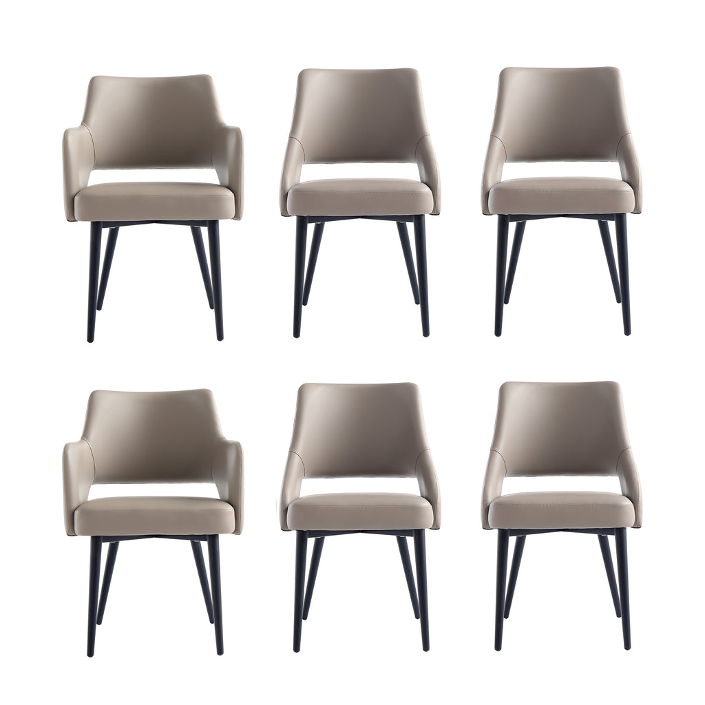 Manhattan Comfort Tremont Modern 6-Piece Dining Chair Set in Taupe