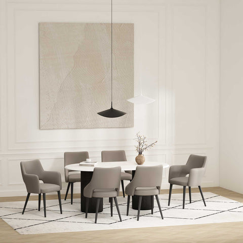 Manhattan Comfort Tremont Modern 6-Piece Dining Chair Set in Taupe