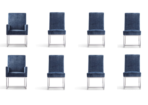 Manhattan Comfort Element Modern 8-Piece Dining Chair Set in Blue
