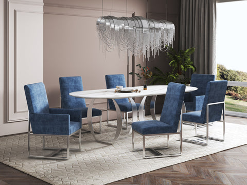 Manhattan Comfort Element Modern 8-Piece Dining Chair Set in Blue