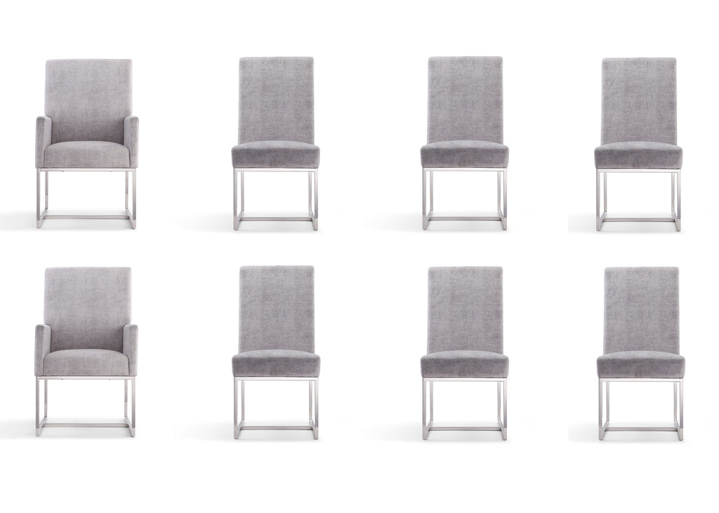Manhattan Comfort Element Modern 8-Piece Dining Chair Set in Gray