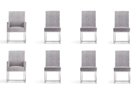 Manhattan Comfort Element Modern 8-Piece Dining Chair Set in Gray