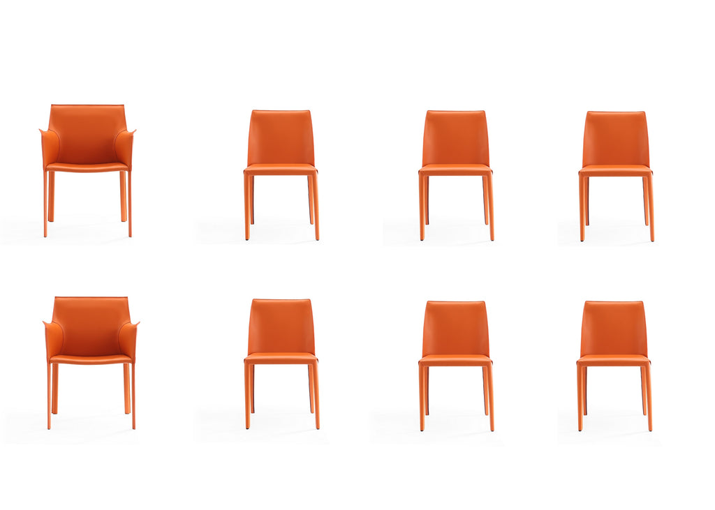 Manhattan Comfort Paris Modern 8-Piece Dining Chair Set in Coral
