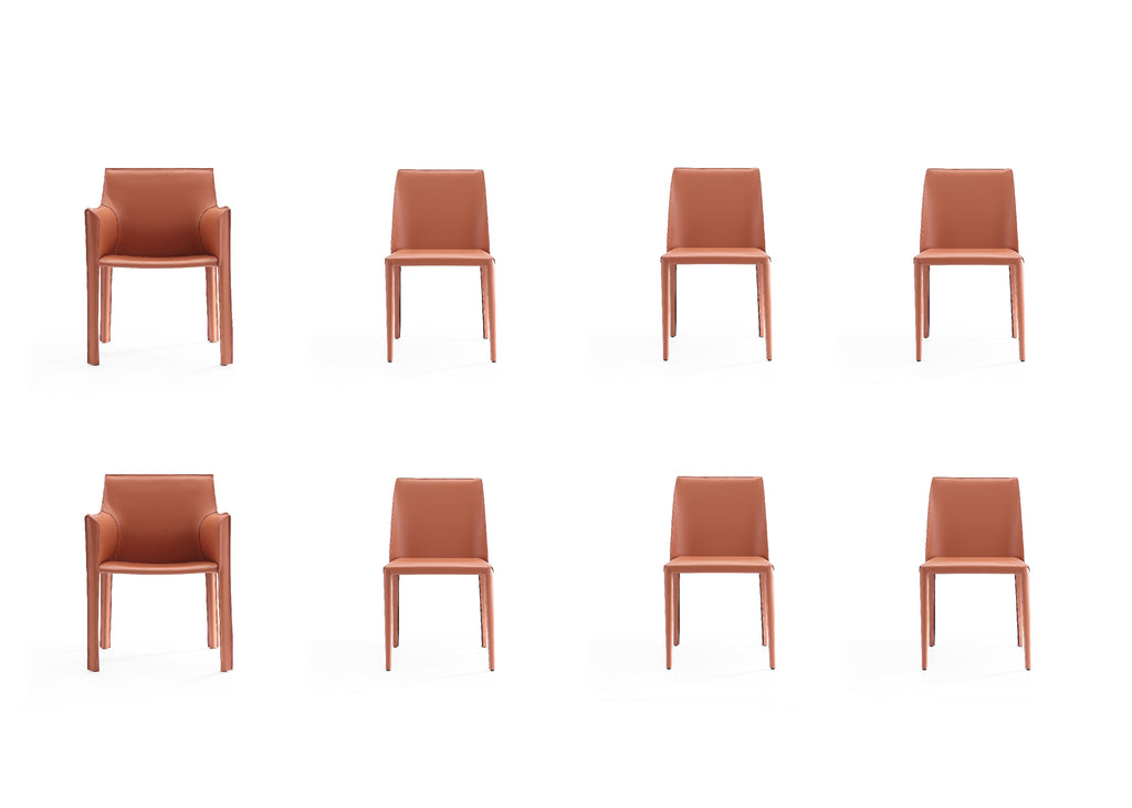 Manhattan Comfort Paris Modern 8-Piece Dining Chair Set in Clay