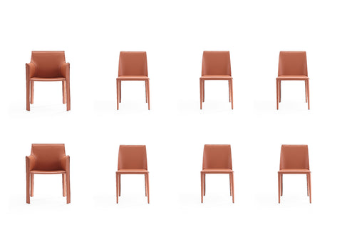 Manhattan Comfort Paris Modern 8-Piece Dining Chair Set in Clay