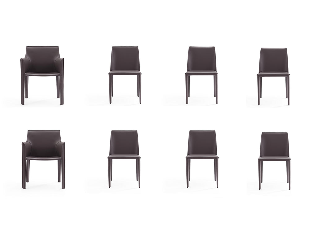 Manhattan Comfort Paris Modern 8-Piece Dining Chair Set in Gray