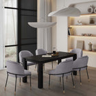 Manhattan Comfort Flor and Rockaway Modern Industry Chic 7-Piece Dining Set in Gray and Black