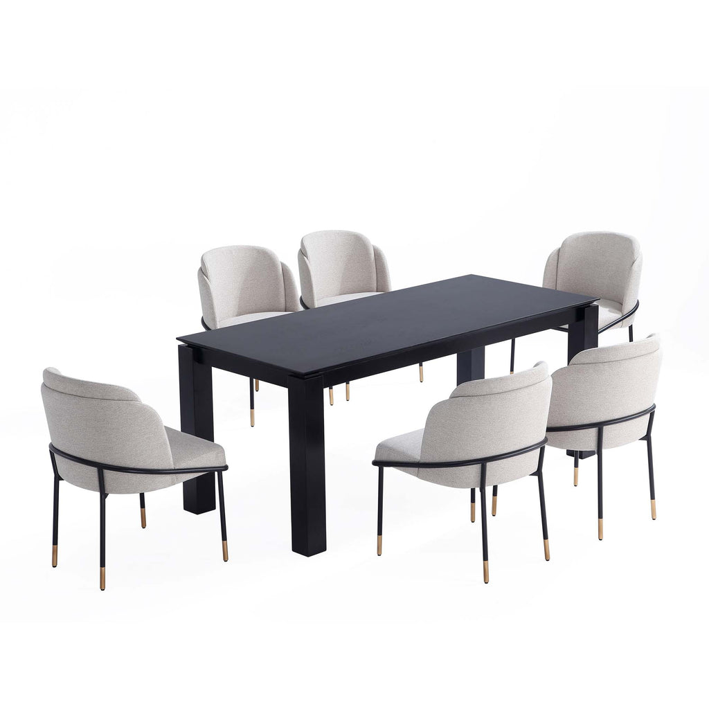 Manhattan Comfort Flor and Rockaway Modern Industry Chic 7-Piece Dining Set in Wheat and Black