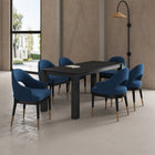 Manhattan Comfort Carrington and Rockaway Modern Industry Chic 7-Piece Dining Set in Midnight Blue and Black