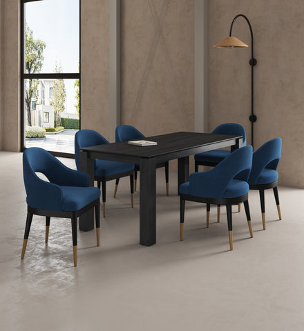Manhattan Comfort Carrington and Rockaway Modern Industry Chic 7-Piece Dining Set in Midnight Blue and Black