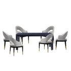 Manhattan Comfort Carrington and Rockaway Modern Industry Chic 7-Piece Dining Set in Light Gray and Black