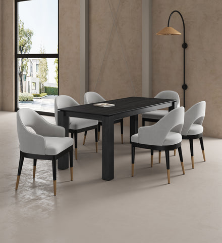 Manhattan Comfort Carrington and Rockaway Modern Industry Chic 7-Piece Dining Set in Light Gray and Black