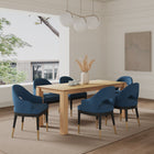 Manhattan Comfort Carrington and Rockaway Modern Industry Chic 7-Piece Dining Set in Midnight Blue and Natural