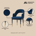 Manhattan Comfort Carrington and Rockaway Modern Industry Chic 7-Piece Dining Set in Midnight Blue and Natural