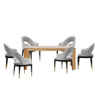 Manhattan Comfort Carrington and Rockaway Modern Industry Chic 7-Piece Dining Set in Light Gray and Natural