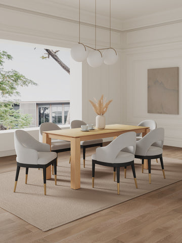 Manhattan Comfort Carrington and Rockaway Modern Industry Chic 7-Piece Dining Set in Light Gray and Natural