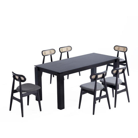 Manhattan Comfort Colbert and Rockaway Modern Industry Chic 7-Piece Dining Set in Black and Gray