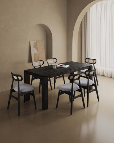 Manhattan Comfort Colbert and Rockaway Modern Industry Chic 7-Piece Dining Set in Black and Gray