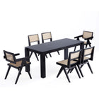 Manhattan Comfort Hamlet and Rockaway Modern Industry Chic 7-Piece Dining Set in Black and Natural