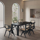 Manhattan Comfort Hamlet and Rockaway Modern Industry Chic 7-Piece Dining Set in Black and Natural