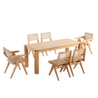 Manhattan Comfort Hamlet and Rockaway Modern Industry Chic 7-Piece Dining Set in Natural