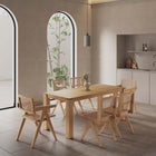 Manhattan Comfort Hamlet and Rockaway Modern Industry Chic 7-Piece Dining Set in Natural