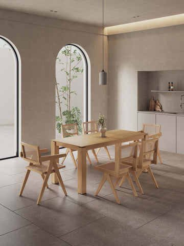 Manhattan Comfort Hamlet and Rockaway Modern Industry Chic 7-Piece Dining Set in Natural